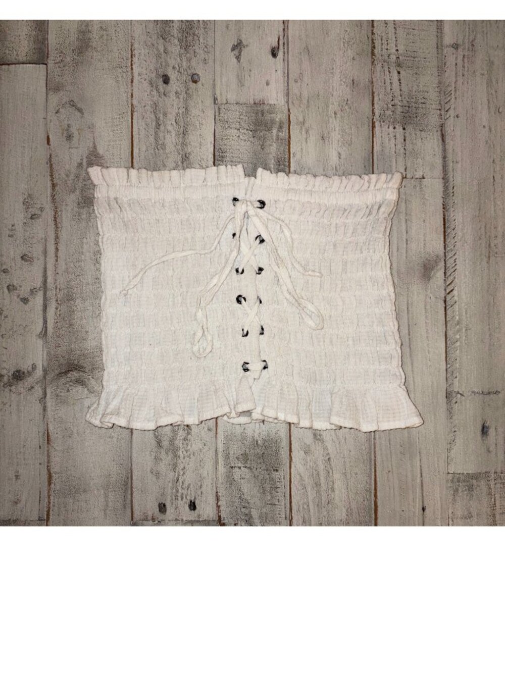 Boho Chic White Strapless Lace-Up Crop Top